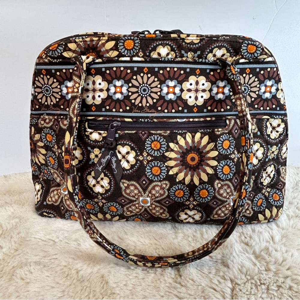 Vera Bradley Brown and Cream Floral Travel Bag